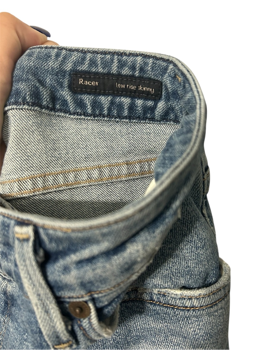 Citizens of Humanity Racer Low Rise Skinny Distressed Medium Wash Denim Jeans - Picture 5 of 15